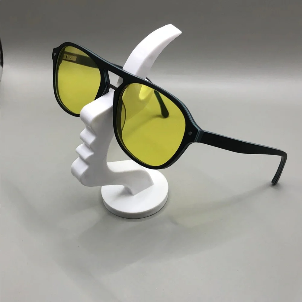 YesGlasses YesLook Grandpa Acetate Black Aviator Yellow Tinted Sunglasses Unisex